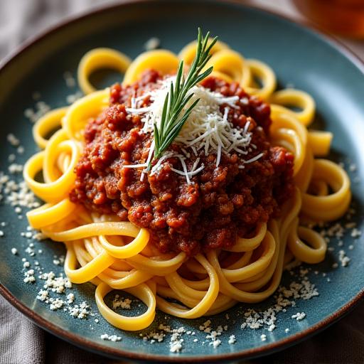 Piatto di tagliatelle al ragù di cinghiale